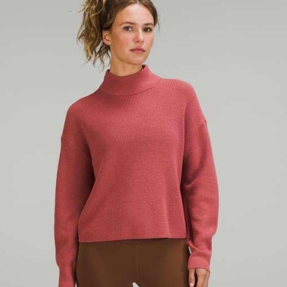 Lululemon Merino‎ Wool Blend Ribbed Turtleneck Sweater Brier Rose